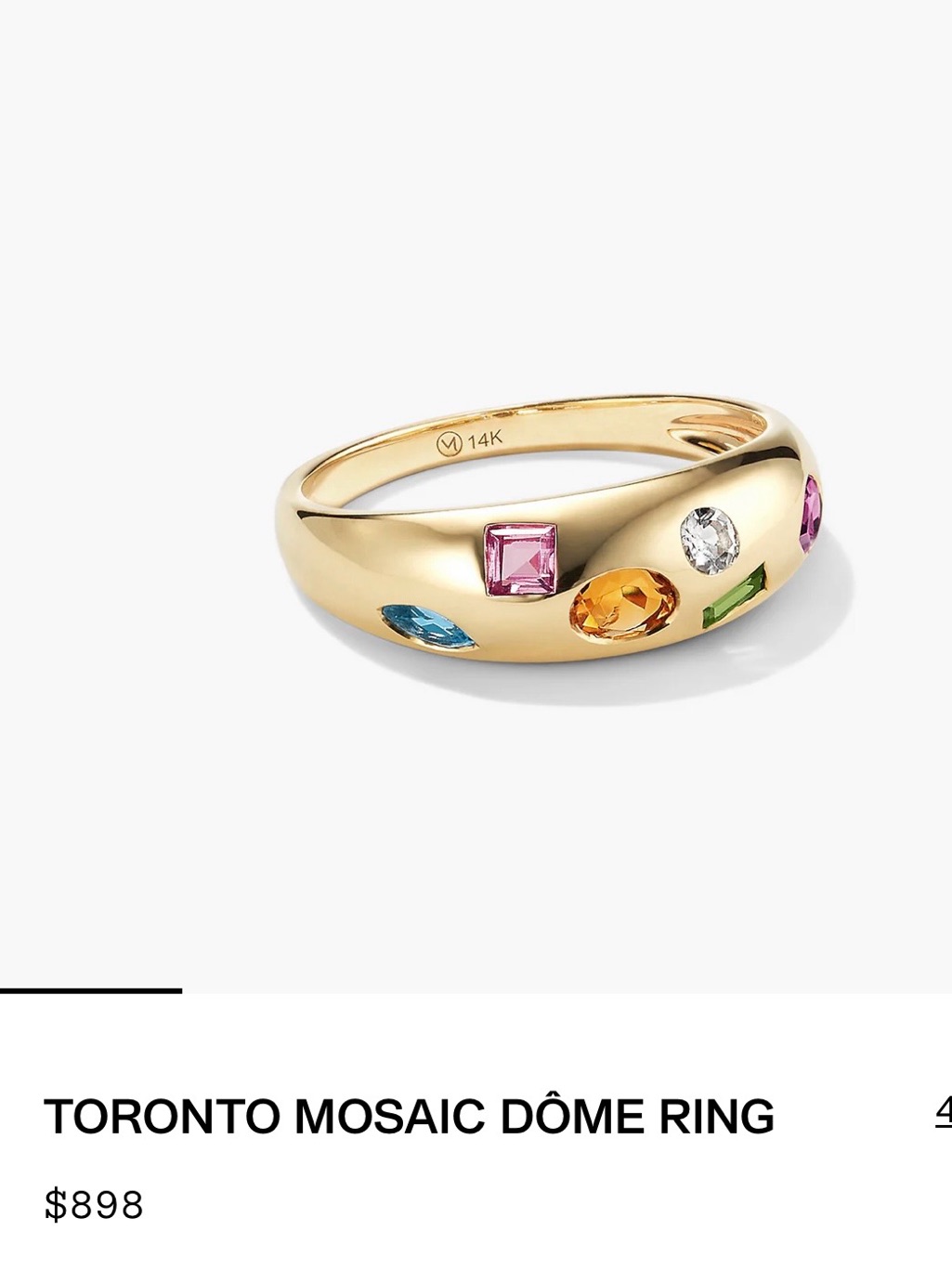 14k Gold Multi-Gem Mosaic Dome Ring - Toronto Mosaic Dme